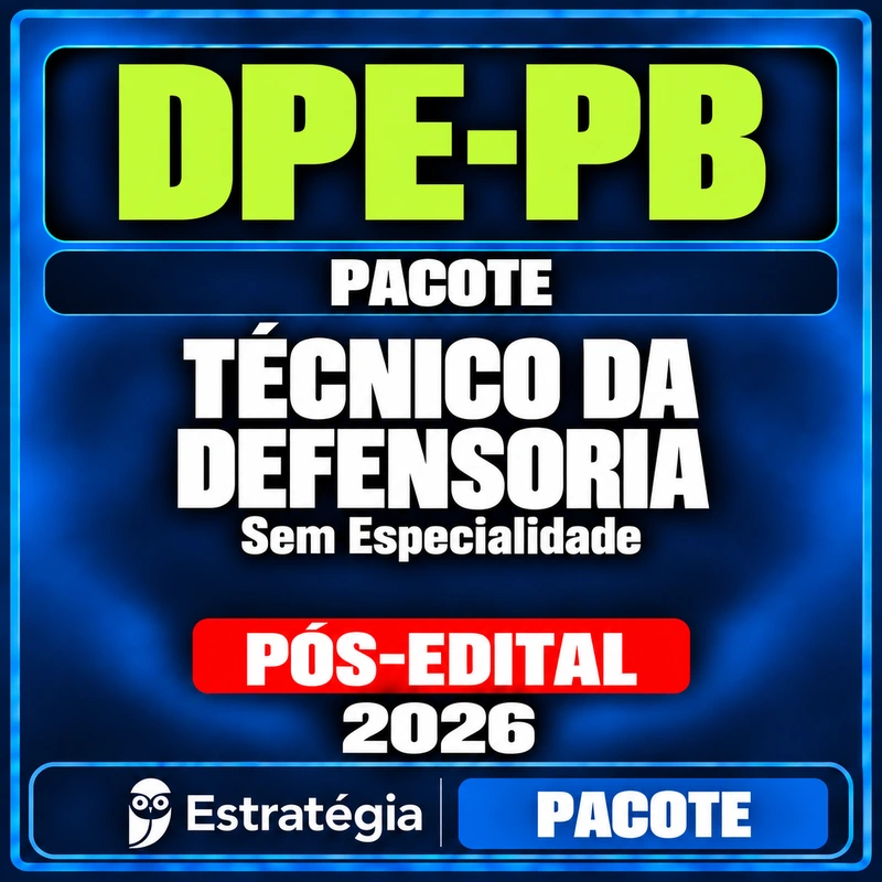 Rateio Pacote para DPE-PB (Técnico da Defensoria - Sem Especialidade) 2026 (Pós-Edital) Rateio Pacote para DPE-PB (Técnico da Defensoria - Sem Especialidade) 2026 (Pós-Edital)